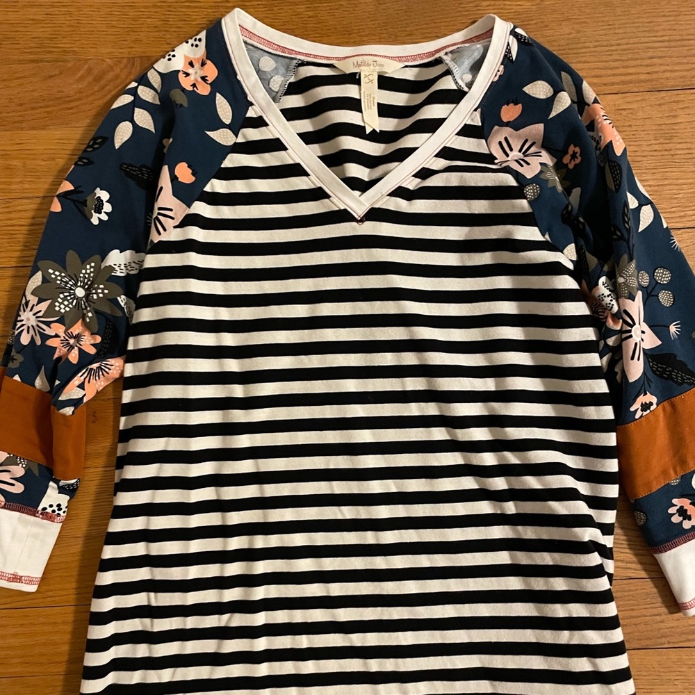 Matilda Jane navy stripes with floral shirt